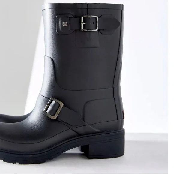 Hunter Original Rubber Biker Rain Boots - Black Size 6 - Picture 5 of 16